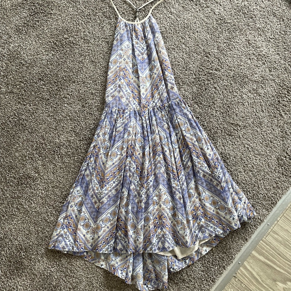 Printed adjustable halter neck skater dress NWT